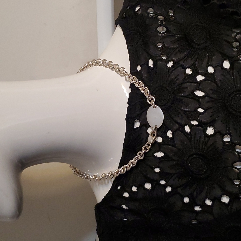 Silver Toggle Necklace with oval Pendant - Picture 12 of 16